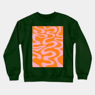 Swirly, Liquid Line Pattern in Pink and Orange Crewneck Sweatshirt